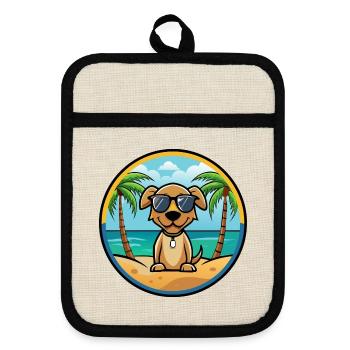 Pointer Dog Breed Cartoon Sunglasses Beach - Pot holders with rubber back - linen/black  - Front