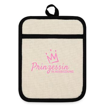 Prinzessin - Topflappen mit Gummirückseite - Leinen/Schwarz  - Vorne