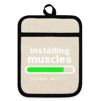 installing muscles - Pot holders with rubber back - linen/black  - Front