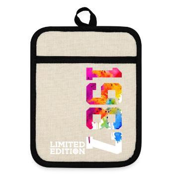 39. GEBURTSTAG LIMITED EDITION 1987 - Topflappen mit Gummirückseite - Leinen/Schwarz  - Vorne