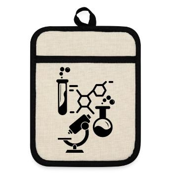 Neurons Chemistry Science Periodic Table Laboratory - Pot holders with rubber back - linen/black  - Front