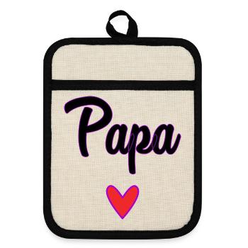 DAD. FATHER'S DAY. HAPPY FATHER'S DAY. HAPPY BIRTHDAY. - Pot holders with rubber back - linen/black  - Front