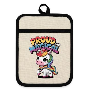 Proud And Magical - Pot holders with rubber back - linen/black  - Front