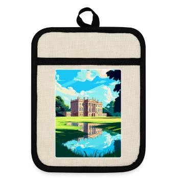 Attingham Park Shropshire Voyage Poster Souvenir - Maniques avec dos en caoutchouc - lin/noir  - Devant