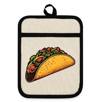Tacos - Pot holders with rubber back - linen/black  - Front