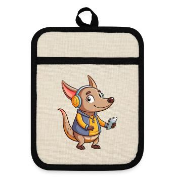 Aardvark Funny Cartoon Character Casque Musique - Maniques avec dos en caoutchouc - lin/noir  - Devant