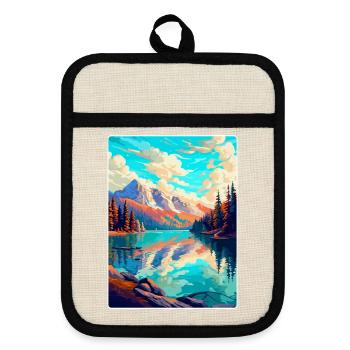Caumasee Suisse Affiche de voyage vintage WPA Art - Maniques avec dos en caoutchouc - lin/noir  - Devant