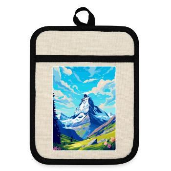 Matterhorn Suisse Affiche de voyage vintage WPA - Maniques avec dos en caoutchouc - lin/noir  - Devant