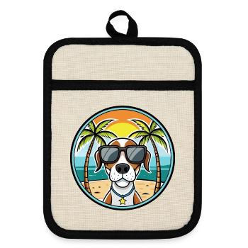 Burgos Pointer Dog Breed Cartoon Sunglasses Beach - Pot holders with rubber back - linen/black  - Front