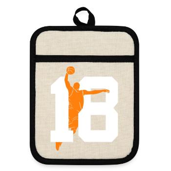 NUMBER 18 BASKETBALL 18TH BIRTHDAY - Pot holders with rubber back - linen/black  - Front