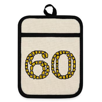 60. 60 YEARS. 60th ANNIVERSARY. 60TH BIRTHDAY. - Pot holders with rubber back - linen/black  - Front