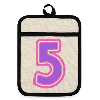 5. 5 YEARS. 5th ANNIVERSARY. 5 YEAR ANNIVERSARY - Pot holders with rubber back - linen/black  - Front