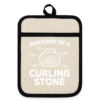 Curling Stein - Topflappen mit Gummirückseite - Leinen/Schwarz  - Vorne