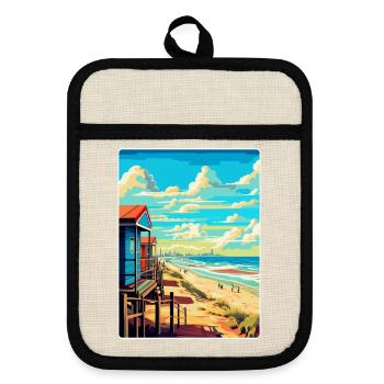 Zandvoort Pays-Bas Affiche de voyage vintage WPA - Maniques avec dos en caoutchouc - lin/noir  - Devant