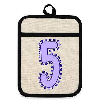 5. 5 YEARS. 5th ANNIVERSARY. 5 YEAR ANNIVERSARY - Pot holders with rubber back - linen/black  - Front