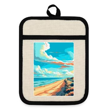 Zandvoort Pays-Bas Affiche de voyage vintage WPA - Maniques avec dos en caoutchouc - lin/noir  - Devant