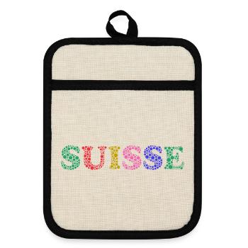 SCHWEIZ. LAND - Topflappen mit Gummirückseite - Leinen/Schwarz  - Vorne