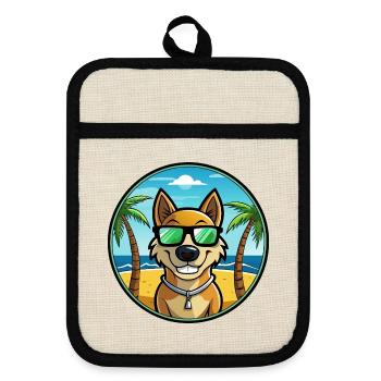 Alano Español Chien Race Dessin animé Lunettes de soleil Plage - Maniques avec dos en caoutchouc - lin/noir  - Devant