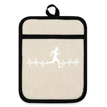 Runners Heartbeat Running Heartbeat - Topflappen mit Gummirückseite - Leinen/Schwarz  - Vorne