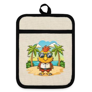 Hawk Funny Cartoon Summer Beach Sunglasses - Pot holders with rubber back - linen/black  - Front