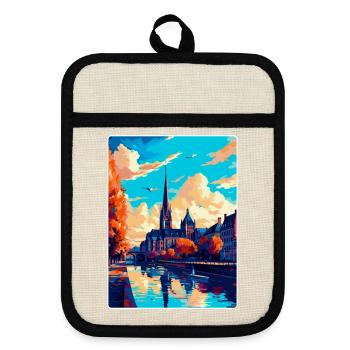 Bonn Germany Vintage Travel Poster WPA Souvenir - Pot holders with rubber back - linen/black  - Front