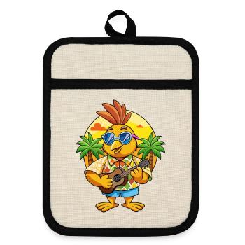Funny Quail Summer Beach Sunglasses Hawaiian - Pot holders with rubber back - linen/black  - Front