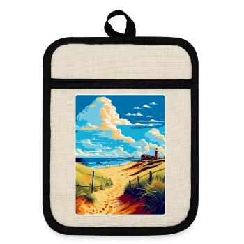 Suffolk Küste Vintage Reise Poster Souvenir WPA - Topflappen mit Gummirückseite - Leinen/Schwarz  - Vorne