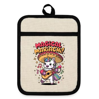 Magical Mariachi - Pot holders with rubber back - linen/black  - Front