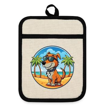 Polnische Jagdhund Hund Rasse Cartoon Sonnenbrille - Topflappen mit Gummirückseite - Leinen/Schwarz  - Vorne