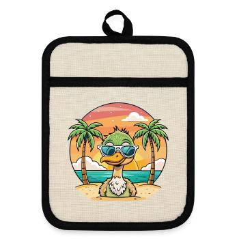 Ostrich Funny Cartoon Summer Beach Sunglasses - Pot holders with rubber back - linen/black  - Front