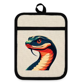 Serpent Dessin animé Personnage Animal de compagnie coloré - Maniques avec dos en caoutchouc - lin/noir  - Devant