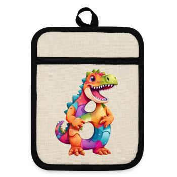 DINO 8 YEARS DINOSAUR NUMBER 8TH BIRTHDAY - Pot holders with rubber back - linen/black  - Front