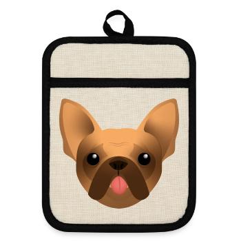 Französische Bulldoge - Frenchie - Bully - Zunge - Topflappen mit Gummirückseite - Leinen/Schwarz  - Vorne