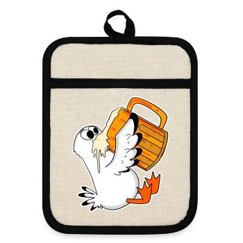 Seemöwe Bier Möwe Nordsee Norddeutschland - Topflappen mit Gummirückseite - Leinen/Schwarz  - Vorne