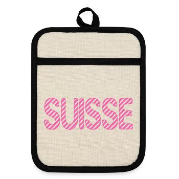 SUISSE. PAYS. GENEVE. HUMOUR. DRAPEAU. GENEVE - Maniques avec dos en caoutchouc - lin/noir  - Devant