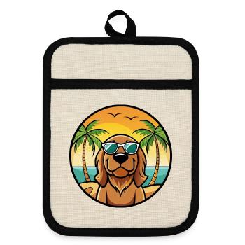 Bloodhound Hund Rasse Cartoon Sonnenbrille Strand - Topflappen mit Gummirückseite - Leinen/Schwarz  - Vorne