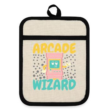 Arcade Spiele Video Spiel Spiel Nerd Streamer - Topflappen mit Gummirückseite - Leinen/Schwarz  - Vorne
