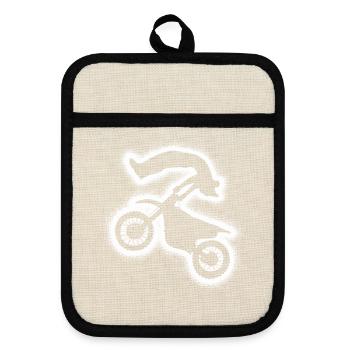 Dirt Biker Motorrad Jungen Herren Motocross - Topflappen mit Gummirückseite - Leinen/Schwarz  - Vorne