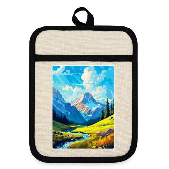 Berge Polen Vintage Reise Poster WPA - Topflappen mit Gummirückseite - Leinen/Schwarz  - Vorne