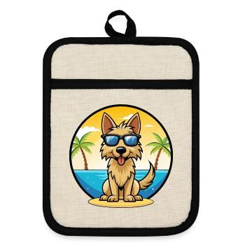 Berger Picard Hunderasse Cartoon Sonnenbrille Strand - Topflappen mit Gummirückseite - Leinen/Schwarz  - Vorne