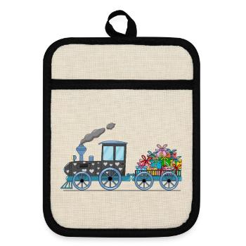 Train pour enfants avec remorque - Maniques avec dos en caoutchouc - lin/noir  - Devant