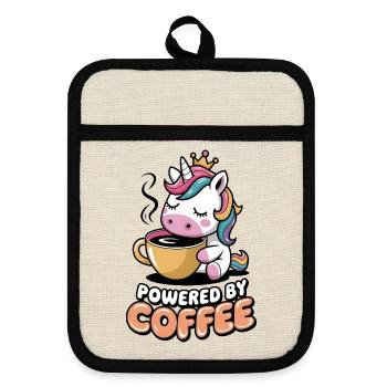 Angetrieben von Kaffee - Topflappen mit Gummirückseite - Leinen/Schwarz  - Vorne