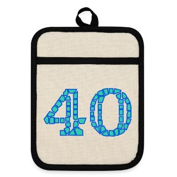 40. 40 ANS. 40e ANNIVERSAIRE. ANNIVERSAIRE 40 ANS. - Maniques avec dos en caoutchouc - lin/noir  - Devant