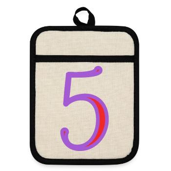 5. 5 YEARS. 5th ANNIVERSARY. 5 YEAR ANNIVERSARY - Pot holders with rubber back - linen/black  - Front