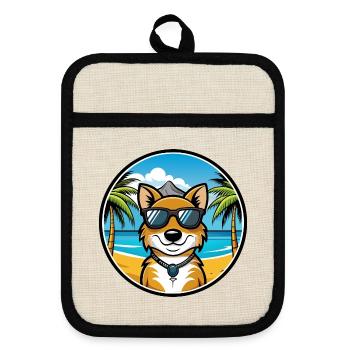 Neuseeländische Huntaway Hunderasse Cartoon Sonnenbrille - Topflappen mit Gummirückseite - Leinen/Schwarz  - Vorne