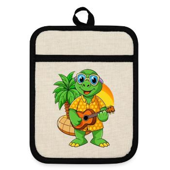 Funny Turtle Summer Beach Sunglasses Hawaiian - Pot holders with rubber back - linen/black  - Front
