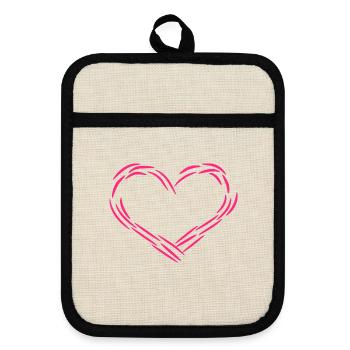 Herz Design Linie Symbol Liebe Rosa Geschenk - Topflappen mit Gummirückseite - Leinen/Schwarz  - Vorne