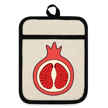 Pomegranate apple fruit red red fruits vegan - Pot holders with rubber back - linen/black  - Front