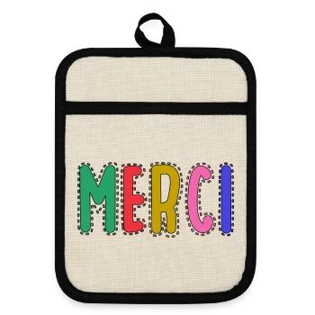 MERCI. MAÎTRESSE. MAÎTRE. MERCI MAÎTRESSE - Maniques avec dos en caoutchouc - lin/noir  - Devant