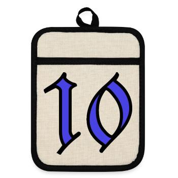 10. 10 YEARS. 10th ANNIVERSARY. 10 YEAR ANNIVERSARY. - Pot holders with rubber back - linen/black  - Front